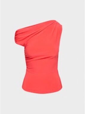 Aritzia One-Shoulder Coral Red Stretch Top